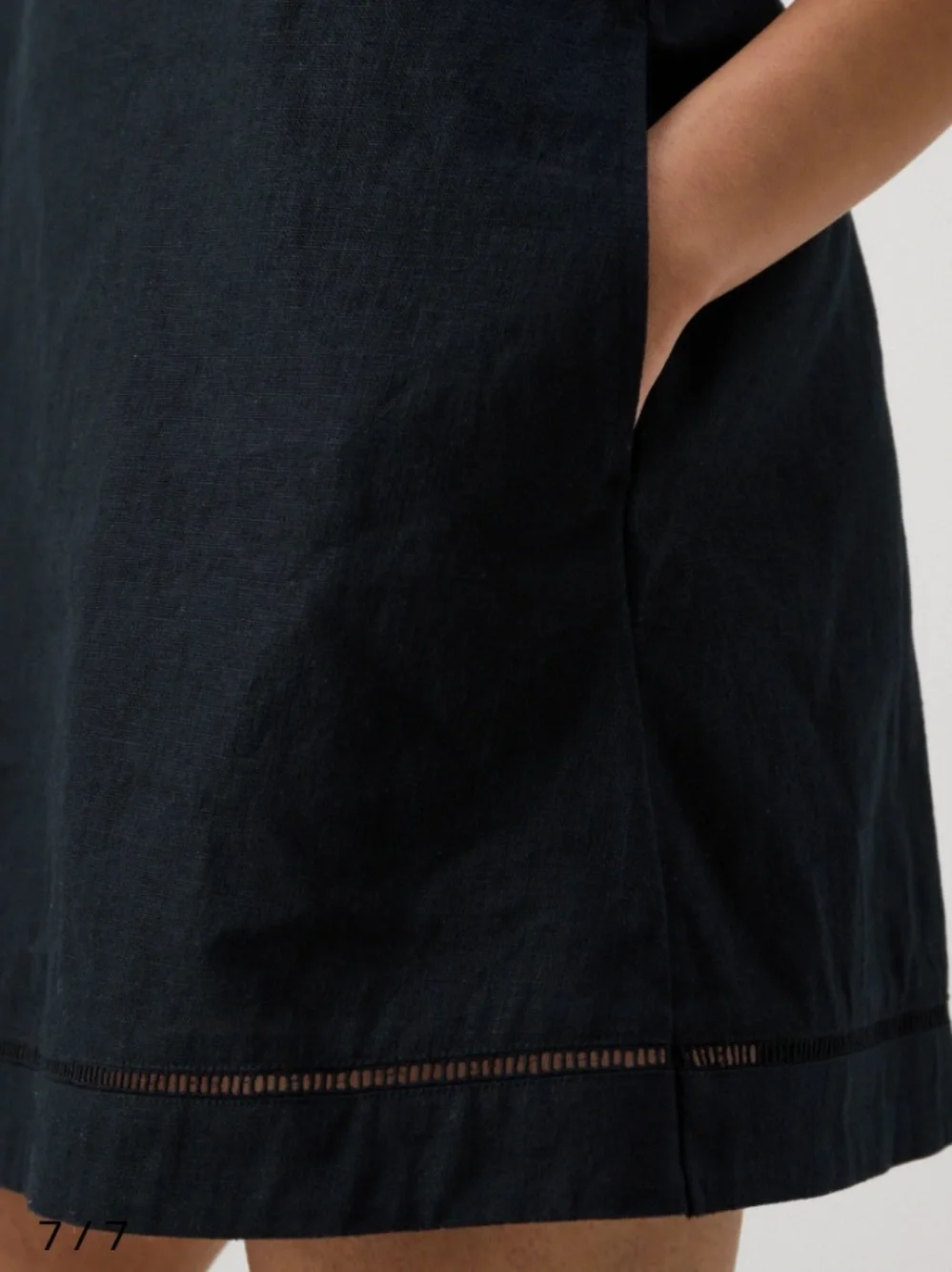 Abercrombie & Fitch Linen Cotton Trapeze Skort Day Mini Black Dress pockets - Picture 4 of 9